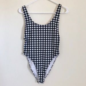 Gingham Print One Piece Swimsuit